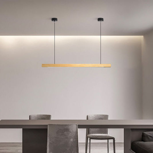 Industrial Wooden Beam Chandelier — Michelin-Starred Restaurant Ambiance