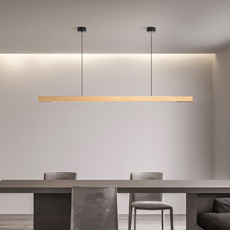 Industrial Wooden Beam Chandelier — Michelin-Starred Restaurant Ambiance