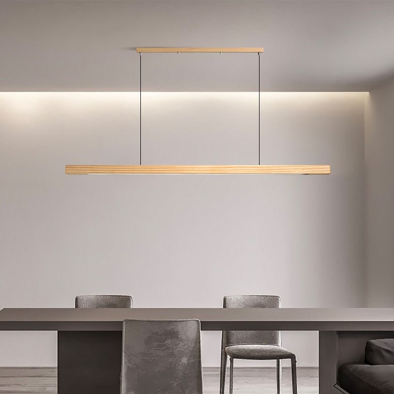 Industrial Wooden Beam Chandelier — Michelin-Starred Restaurant Ambiance
