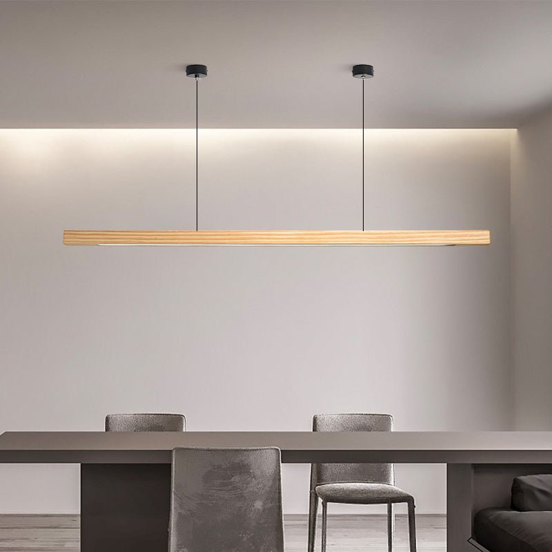 Industrial Wooden Beam Chandelier — Michelin-Starred Restaurant Ambiance