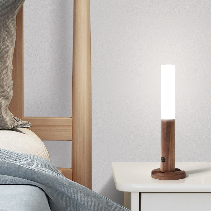Lampe de Bureau à Détection de Mouvement — Bois & Verre