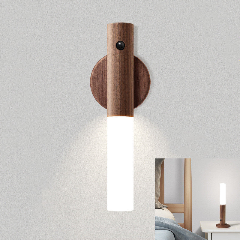 Lampe de Bureau à Détection de Mouvement — Bois & Verre