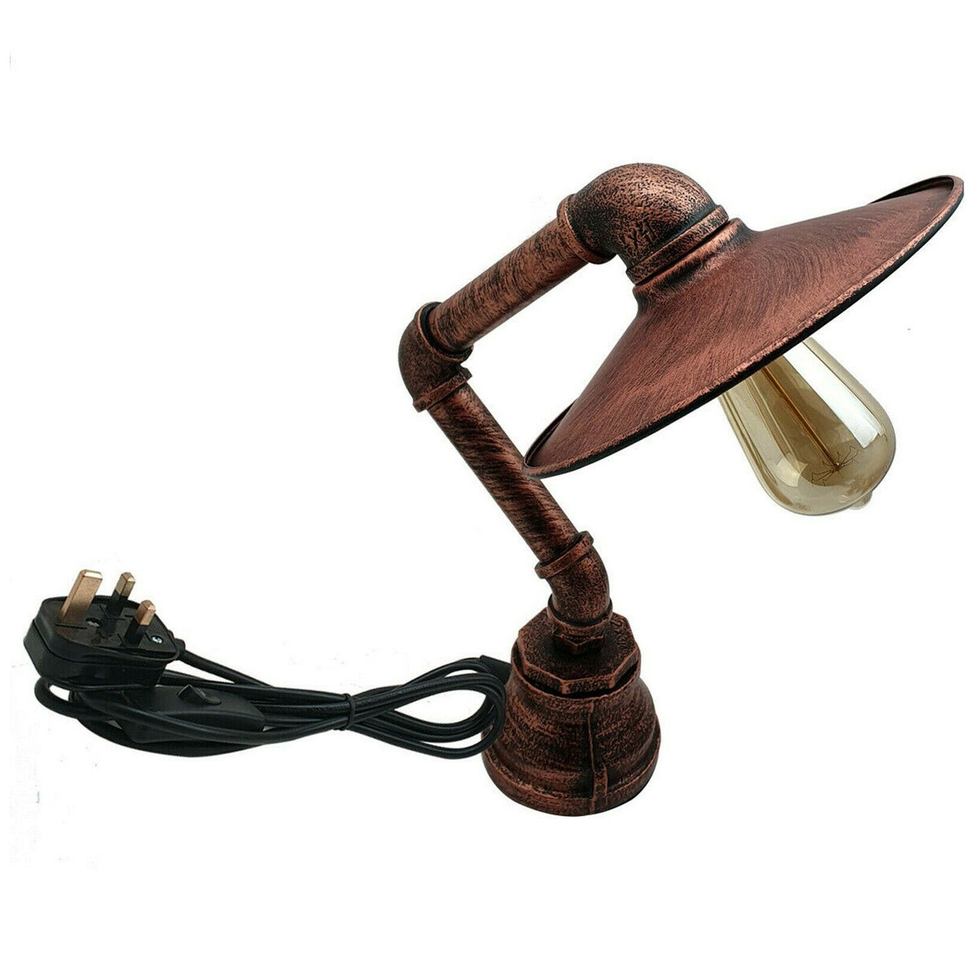 Lampe de Table Industrielle Steampunk – Éclairage Vintage Tuyauterie Métal