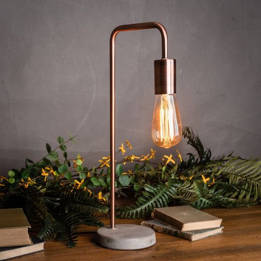Lampe Industrielle en Cuivre & Socle en Pierre