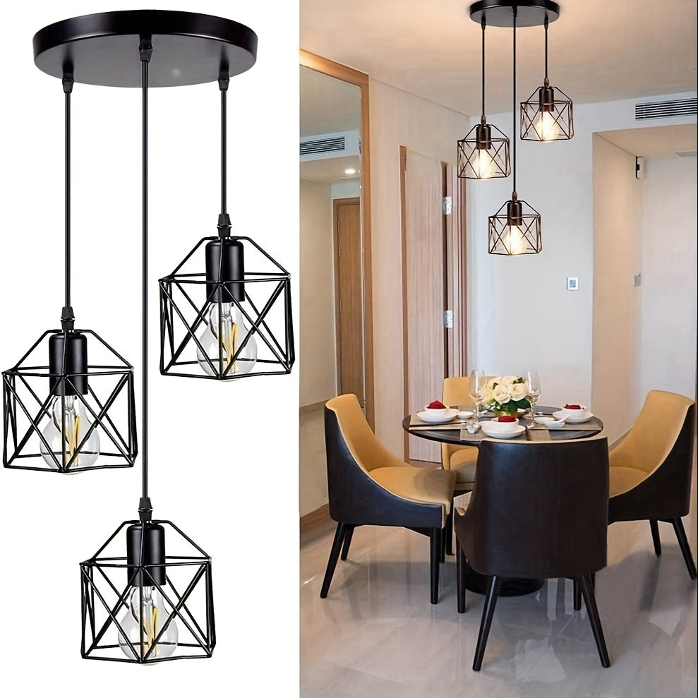 Plafonnier Industriel 3 Lumières — Style Rustique Noir Mat