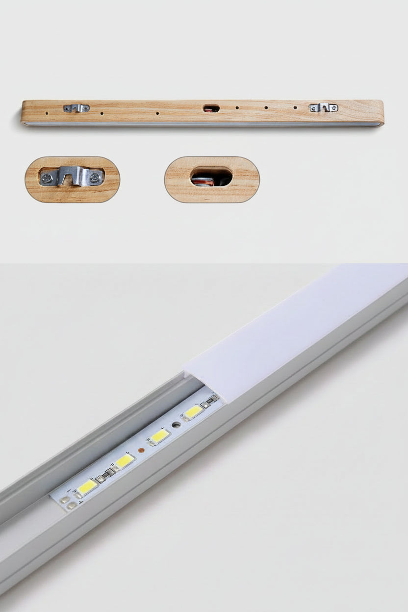 Applique Murale Linéaire Minimaliste — Aluminium & Bois